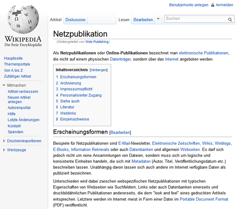 Screenshot Wikipedia Website